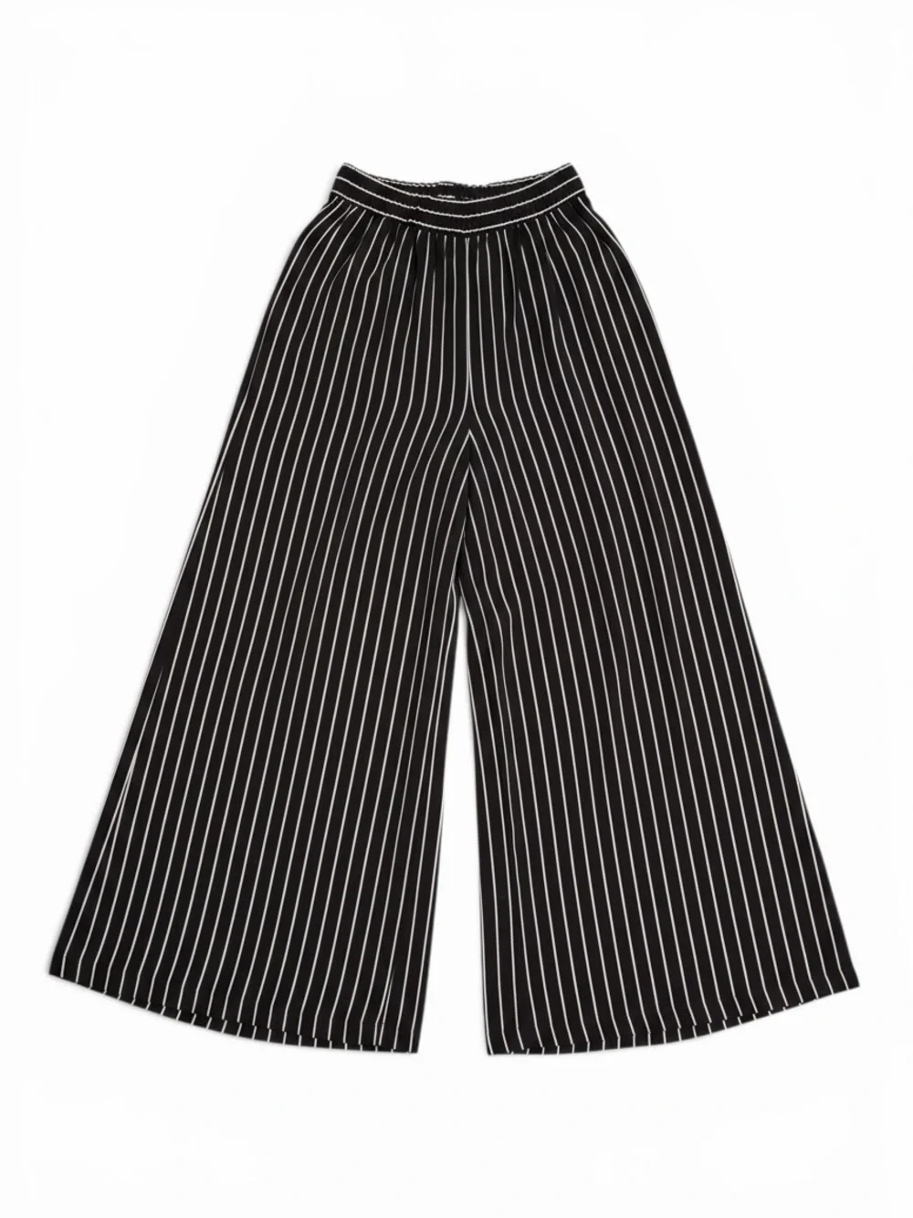 TRONJORI wide-leg pleated palazzo pants black with white stripe